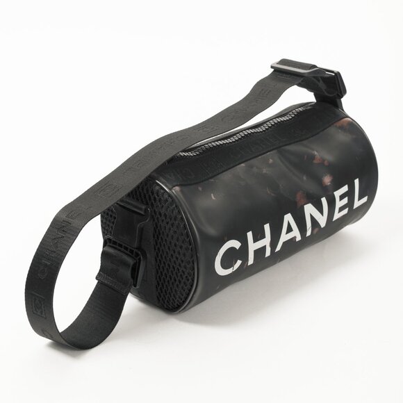 Chanel Sports Line Black Rubber Logo-Print Mini Duffle - Picture 6 of 13